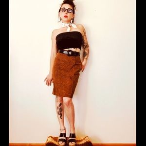 Vintage cheetah print suede skirt